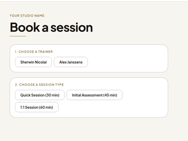TrainerBook client booking page